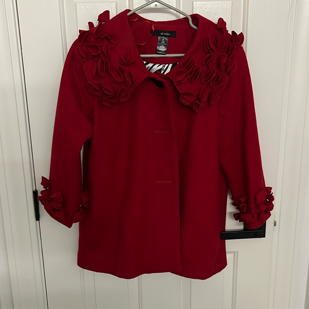 Ali Miles M beautiful red swing coat with zebra lining
